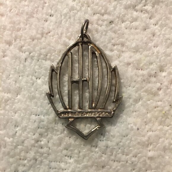 Open Sterling Silver Harley Davidson Pendant - Picture 4 of 16